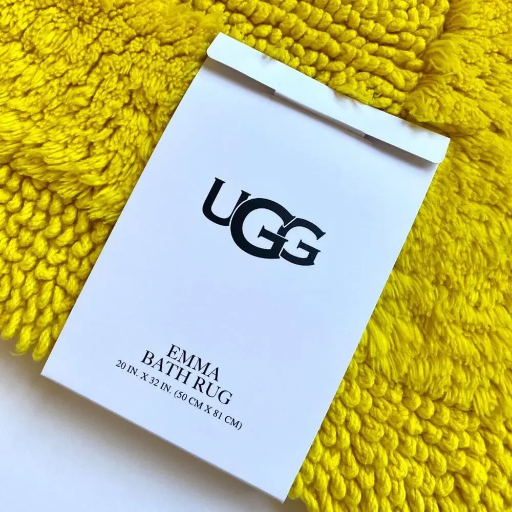 NWT UGG Emma Bath Rug Mat Cotton reversible Yellow 20x32 in